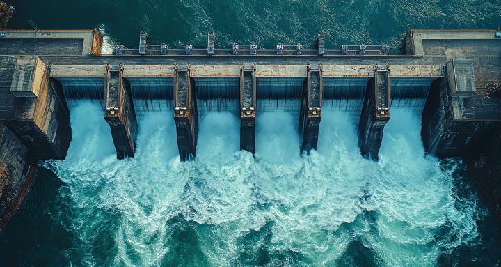 aerial view of dam